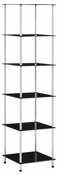 6patrová police černá 40 × 40 × 160 cm tvrzené sklo 249512
