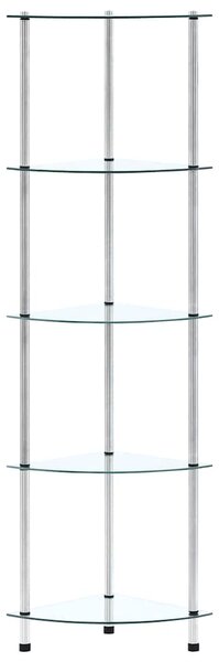 5patrová police průhledná 30 × 30 × 130 cm tvrzené sklo 249516