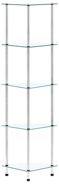 5patrová police průhledná 30 × 30 × 130 cm tvrzené sklo 249516