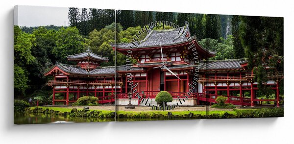Obraz - Budhistický klášter (s hodinami) (90x30 cm)