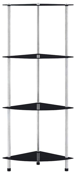 4patrová police černá 30 × 30 × 100 cm tvrzené sklo 249520