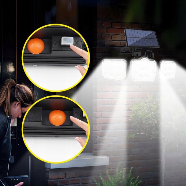Solární LED reflektor, neutrální bílá, IP44