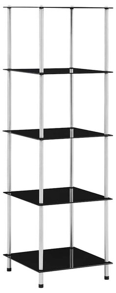 5patrová police černá 40 × 40 × 130 cm tvrzené sklo 249511
