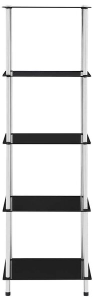 5patrová police černá 40 × 40 × 130 cm tvrzené sklo 249511