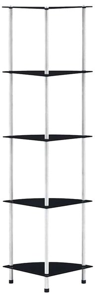 5patrová police černá 30 × 30 × 130 cm tvrzené sklo 249521