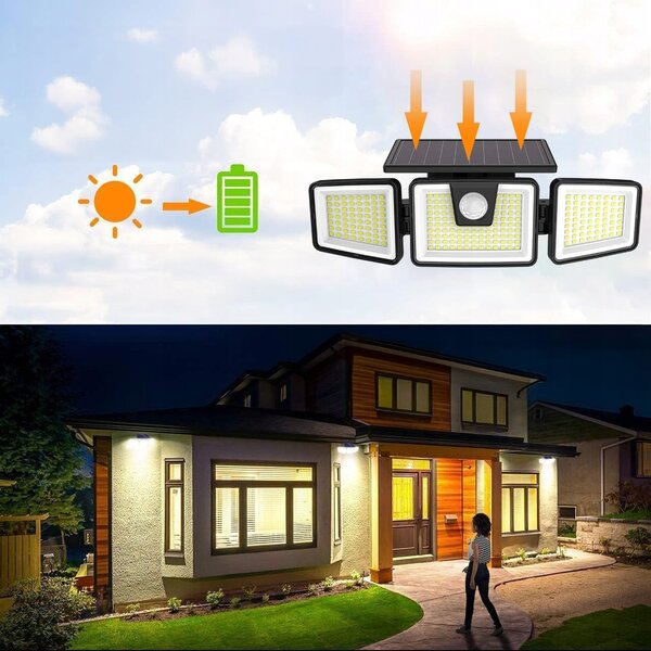 Solární LED reflektor, studená bílá, IP44