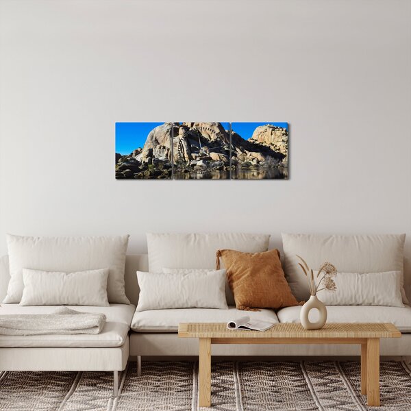Obraz zrcadlení skal (s hodinami) (90x30 cm)