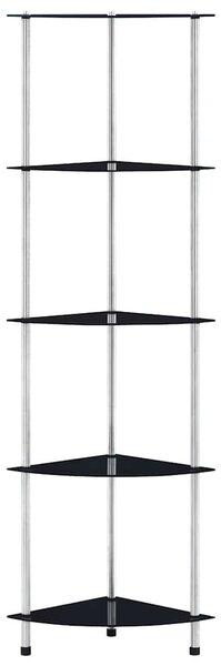 5patrová police černá 30 × 30 × 130 cm tvrzené sklo 249521