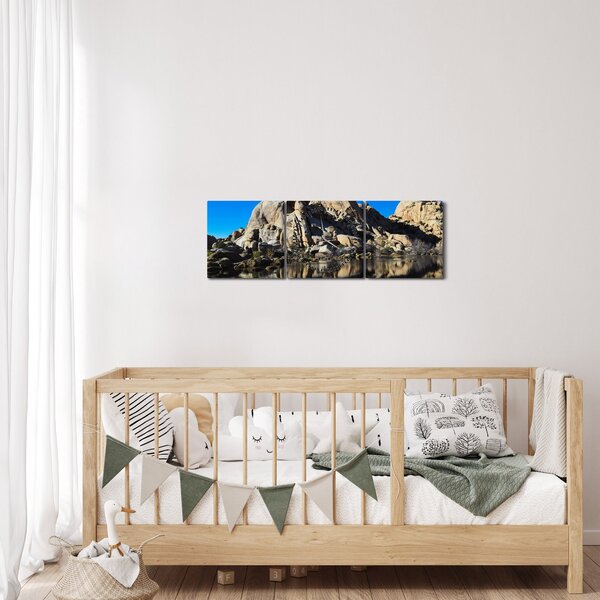 Obraz zrcadlení skal (s hodinami) (90x30 cm)