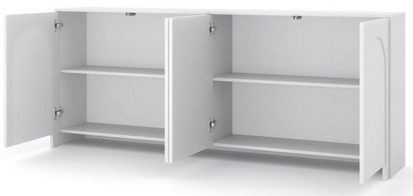 Bílá komoda, bezúchytkové otevíraní, š: 204 cm