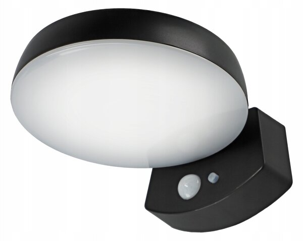 Černé solární LED fasádní svítidlo 3 W, 170 lm, neutrální bílá 4000 K, IP54