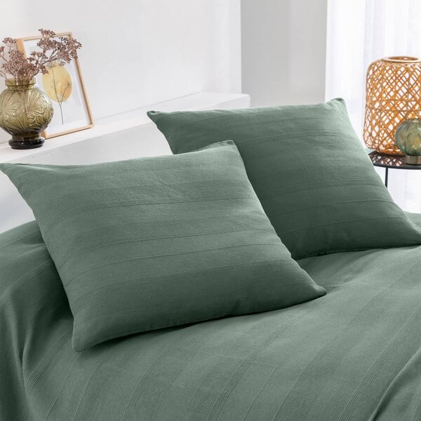 Sada 2 ručně tkaných jednobarevných povlaků na polštářky šedozelená