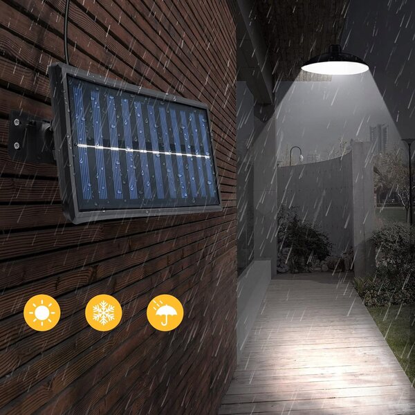 Černé solární LED svítidlo s dálkovým ovladačem 6 W, 6500 K, 100 lm, studená bílá, IP44