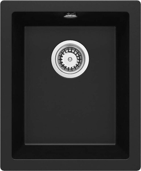Deante Corda, granitový dřez pod desku 380x460x194 mm, 3,5" + prostorově úsporný sifon, 1-komorový, černá, ZQA_N10B