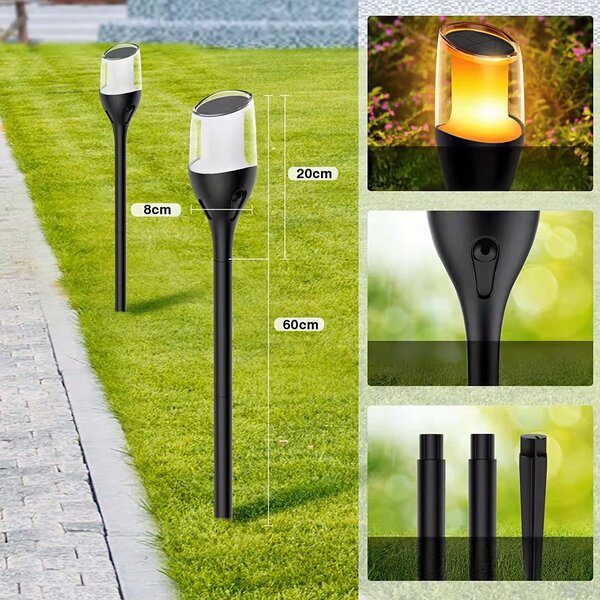 LED solární zápichové svítidlo 60 cm, IP44, 1600 K
