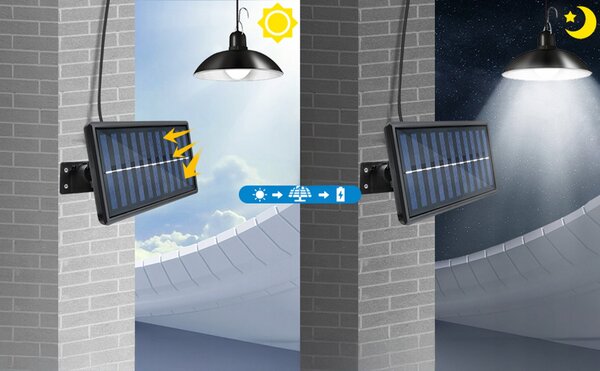 Černé solární LED svítidlo s dálkovým ovladačem 6 W, 6500 K, 100 lm, studená bílá, IP44