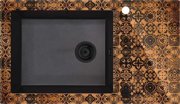 Deante Capella skleněný a granitový dřez 86x50 cm černá-šedá/grafitová/onyx-hnědá ZSC_GM2C