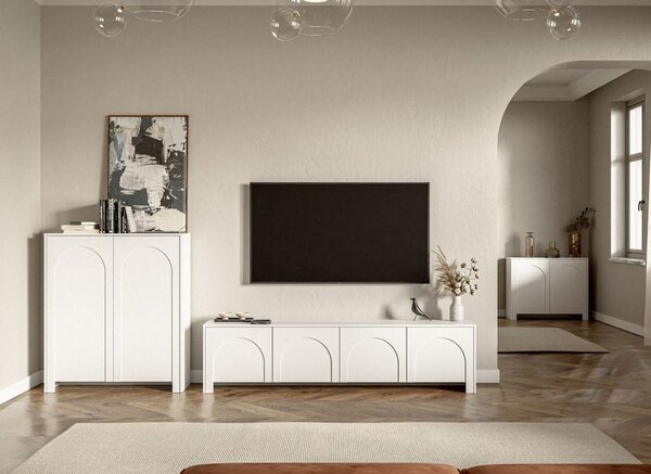 Bílá komoda, bezúchytkové otevíraní, š: 150cm