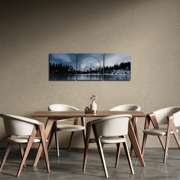 Obraz - Na zamrzlém jezeře (s hodinami) (90x30 cm)