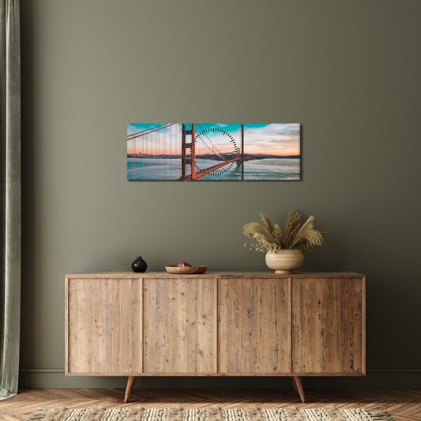 Obraz- Golden Gate, San Francisco (s hodinami) (90x30 cm)