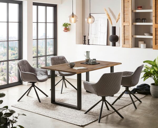 JÍDELNÍ STŮL, akácie, černá, barvy vlašských ořechů, 140/80/75 cm MID.YOU - Jídelní stoly, Online Only