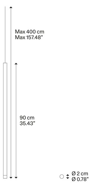 Lodes LED závěsné svítidlo A-Tube Nano L, v.90cm, 1x3W Barva: Matná černá, Teplota světla: 2700K - teplá bílá, Barva kabelu: černá