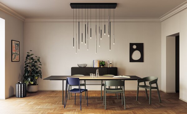 Lodes LED závěsné svítidlo A-Tube Nano M, v.60cm, 1x3W Barva: Matná černá, Teplota světla: 2700K - teplá bílá, Barva kabelu: černá