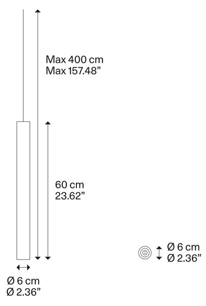 Lodes Závěsné svítidlo A-Tube M, v.60cm, 1xGU10 Barva: Matná černá