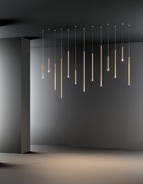Lodes LED závěsné svítidlo A-Tube Nano S, v.30cm, 1x3W Barva: Champagne, Teplota světla: 2700K - teplá bílá, Barva kabelu: transparentní