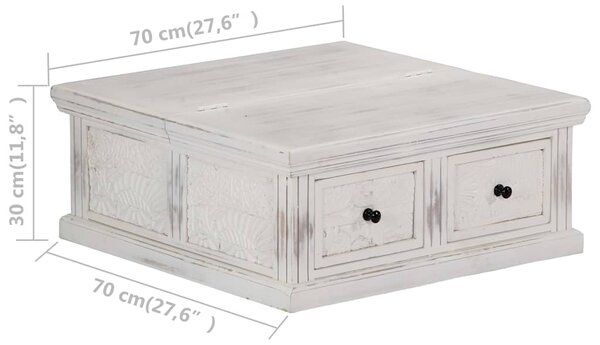 Konferenční stolek bílý 70x70x30 cm masivní mangovníkové dřevo 249872