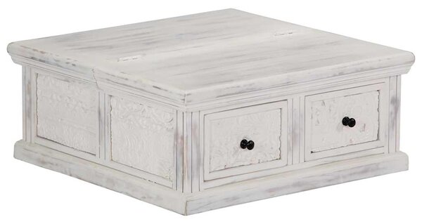 Konferenční stolek bílý 70x70x30 cm masivní mangovníkové dřevo 249872