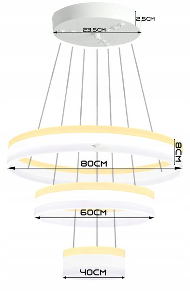 LED závěsné svítidlo, teplá bílá, IP20