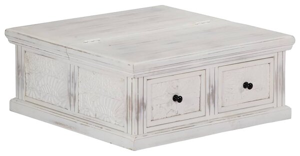 Konferenční stolek bílý 70x70x30 cm masivní mangovníkové dřevo 249872