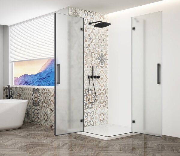 Gelco TRINITY BLACK čtvercový sprchový kout 800x800mm, rohový vstup, matné sklo GT2280-80M-B