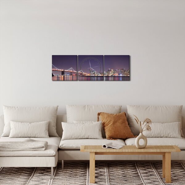 Obraz pohledu na San Francisco, California (s hodinami) (90x30 cm)