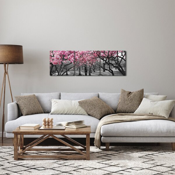 Obraz stromů Magnolíie (s hodinami) (90x30 cm)