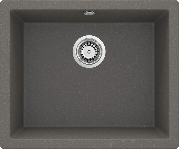 Deante Corda Flush, granitový dřez na desku 550x460x204 mm, 3,5" + prostorově úsporný sifon, 1-komorový, antracitová metalíza, ZQA_T10F