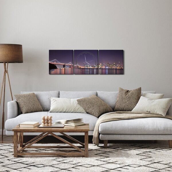 Obraz pohledu na San Francisco, California (s hodinami) (90x30 cm)