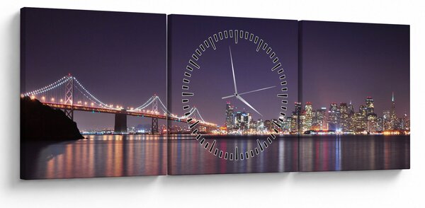 Obraz pohledu na San Francisco, California (s hodinami) (90x30 cm)