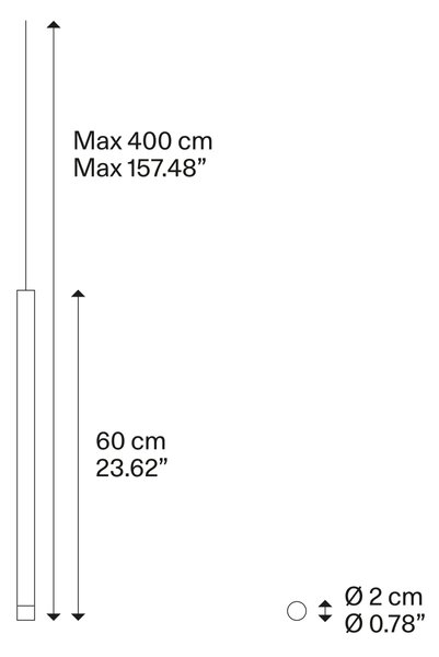 Lodes LED závěsné svítidlo A-Tube Nano M, v.60cm, 1x3W Barva: Matná černá, Teplota světla: 2700K - teplá bílá, Barva kabelu: černá