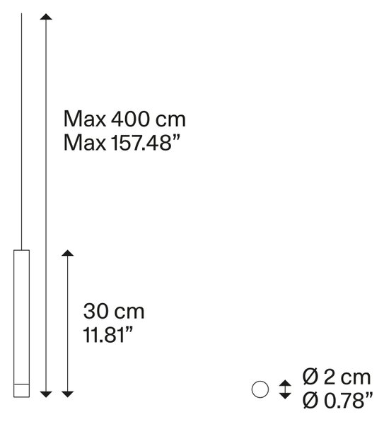 Lodes LED závěsné svítidlo A-Tube Nano S, v.30cm, 1x3W Barva: Champagne, Teplota světla: 2700K - teplá bílá, Barva kabelu: transparentní