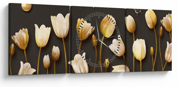 Obraz - Tulipány - abstraktní (s hodinami) (90x30 cm)