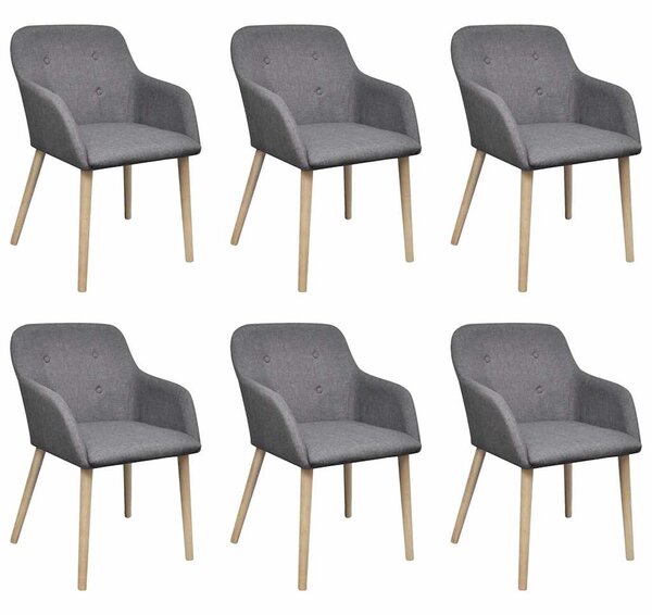 Jídelní židle 6 ks světle šedé textil a masivní dubové dřevo 270573