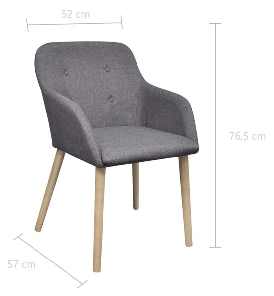 Jídelní židle 6 ks světle šedé textil a masivní dubové dřevo 270573