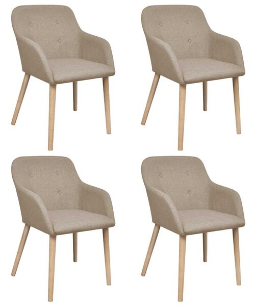 Jídelní židle 4 ks béžové textil a masivní dubové dřevo 270570