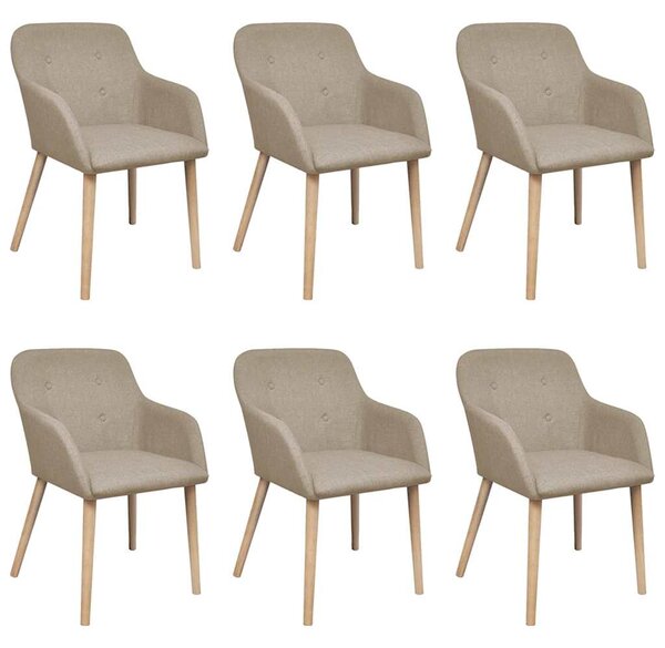 Jídelní židle 6 ks béžové textil a masivní dubové dřevo 270571
