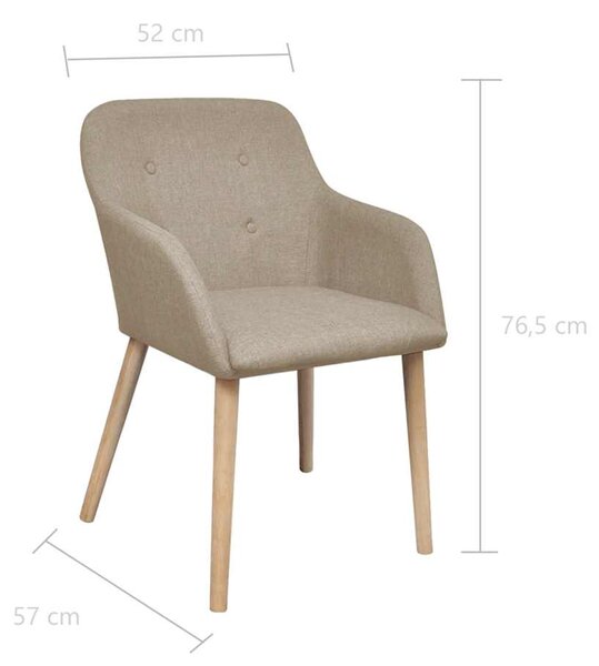 Jídelní židle 4 ks béžové textil a masivní dubové dřevo 270570