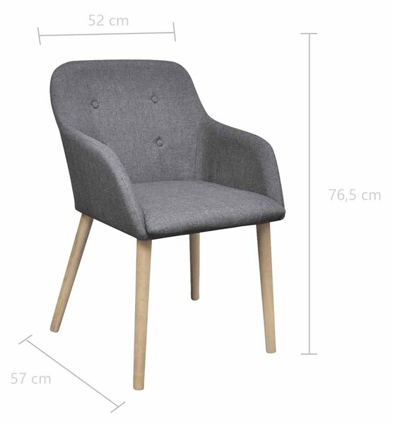 Jídelní židle 4 ks světle šedé textil a masivní dubové dřevo 270572