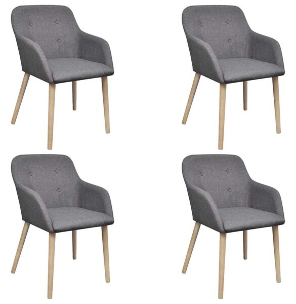 Jídelní židle 4 ks světle šedé textil a masivní dubové dřevo 270572