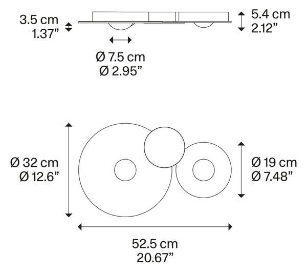 Lodes LED stropní svítidlo Bugia Double, d. 52,5 cm, 2x15W Barva: Černá, Teplota světla: 2700K - teplá bílá